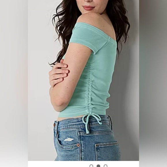 Arizona Womens Juniors Short Sleeve T-Shirt
Off-Shoulder Top - Picture 2 of 4